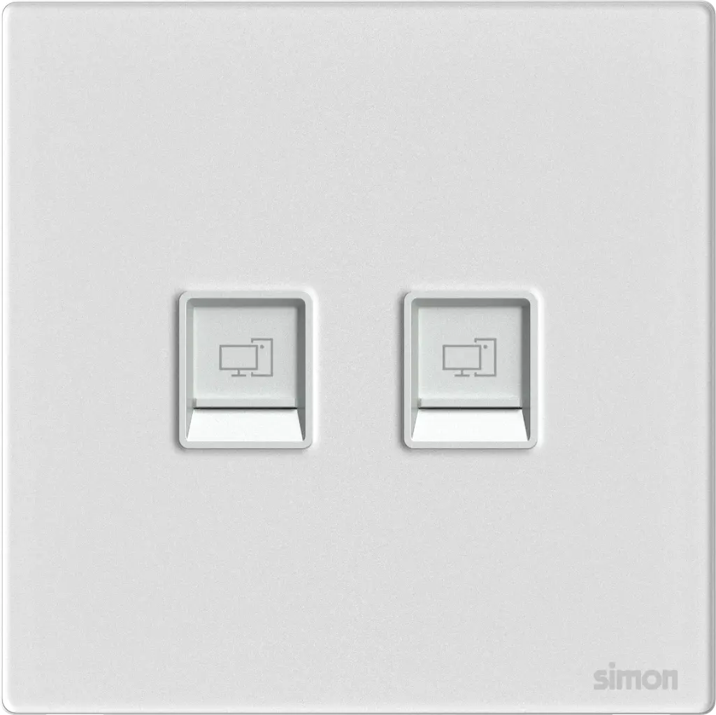 M7 Gem- Bộ ổ cắm mạng Cat6 đôi (Diamond White) Simon M7 665228G-4F