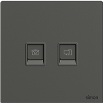 M7 Gem- Bộ ổ cắm điện thoại + mạng Cat6 (Diamond Grey) Simon M7 665229G-4D
