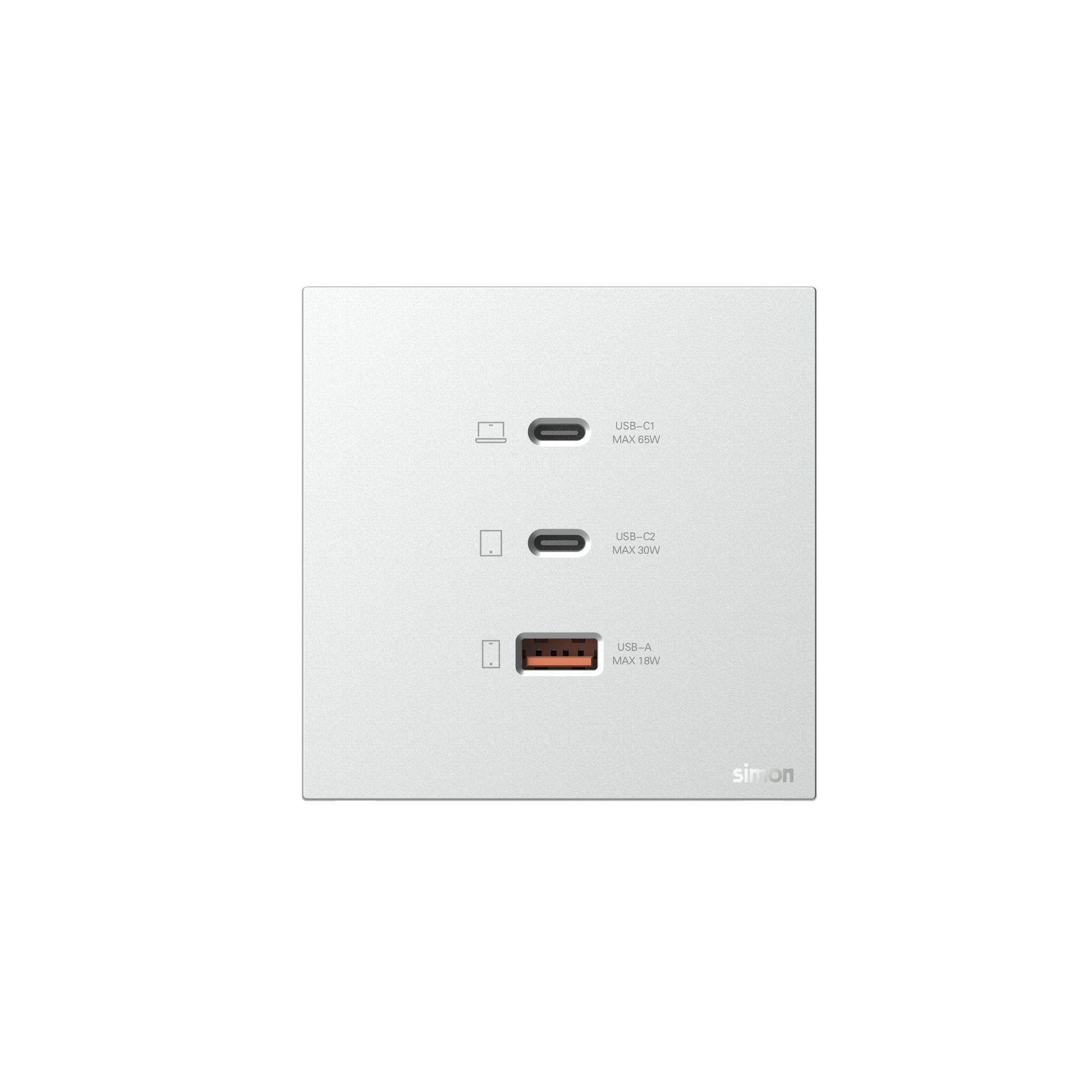 M7 AIR- Bộ ổ USB(5V 2.4A)+TYPE-C(65W) (Platinum Sliver) Simon M7 66E722-6R