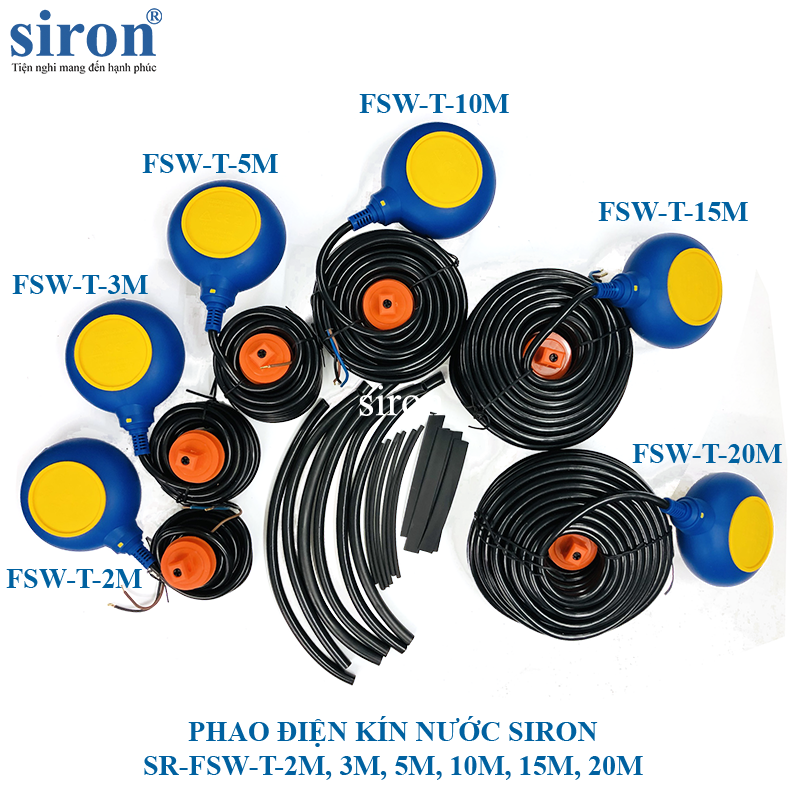 Công tắc phao điện chống tràn và chống cạn kín nước Cáp dây 20m Siron SR-FSW-T-20M