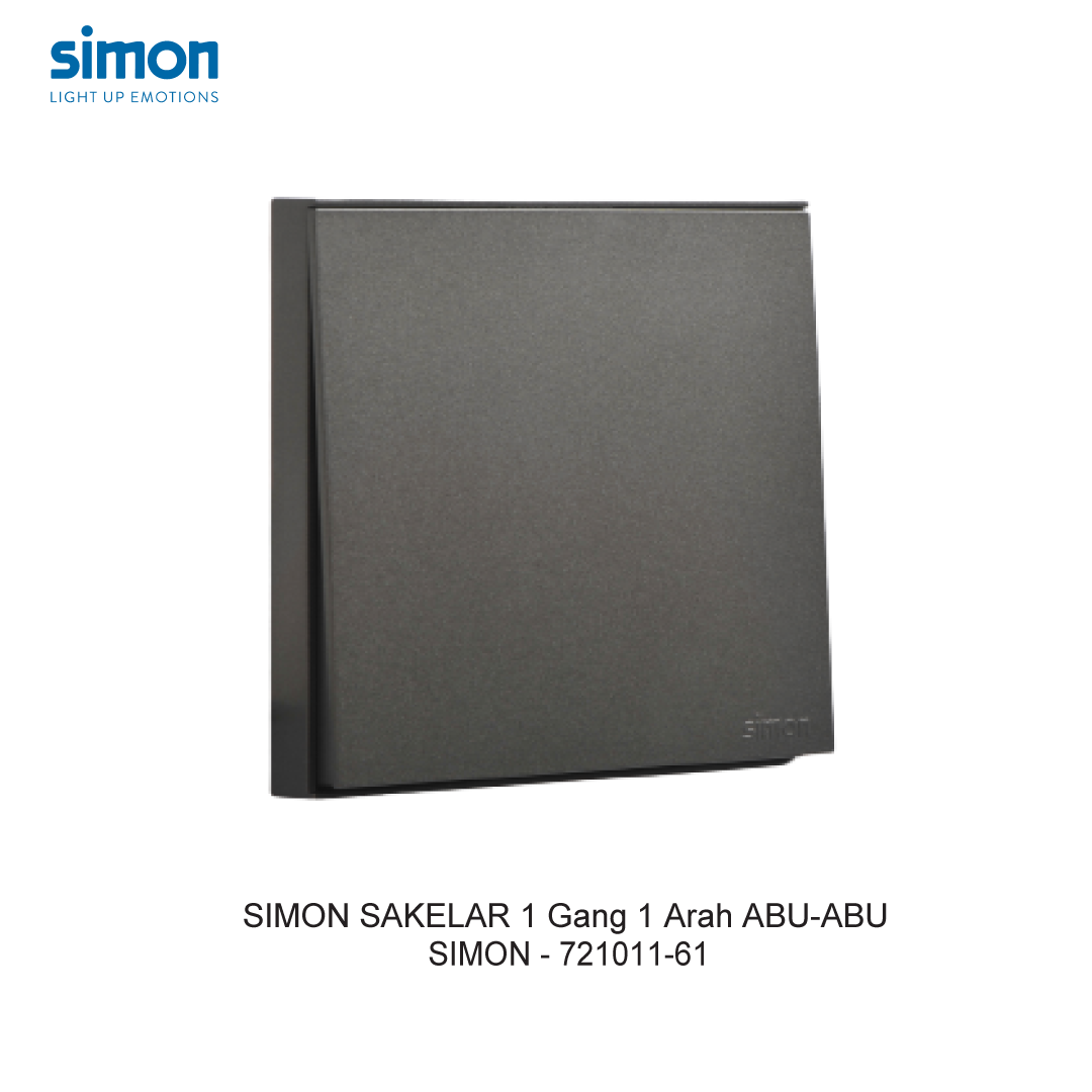 Bộ công tắc đơn, một chiều chuẩn vuông màu Xám (Grey) Simon E6 721011-61