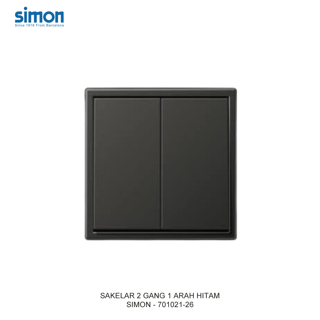 Simon i7 - Module nút nhấn công tắc đôi (Đen), 701021F-26