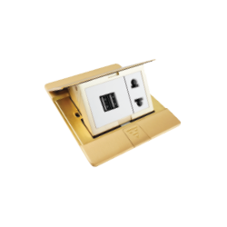 ổ cắm âm sàn gồm ổ cắm đơn 2 chấu và cổng USB đôi màu vàng Đồng Simon SEF31U0