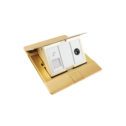 Bộ ổ cắm âm sàn gồm ổ điện thoại và tivi màu Vàng Đồng Simon SEF34P5