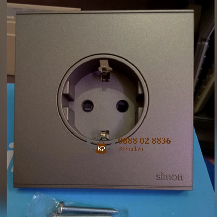 Bộ Ổ cắm Schuko đơn 16A màu Sâm panh (champagne) lắp đế âm chuẩn vuông cao cấp Simon S6 581687-46
