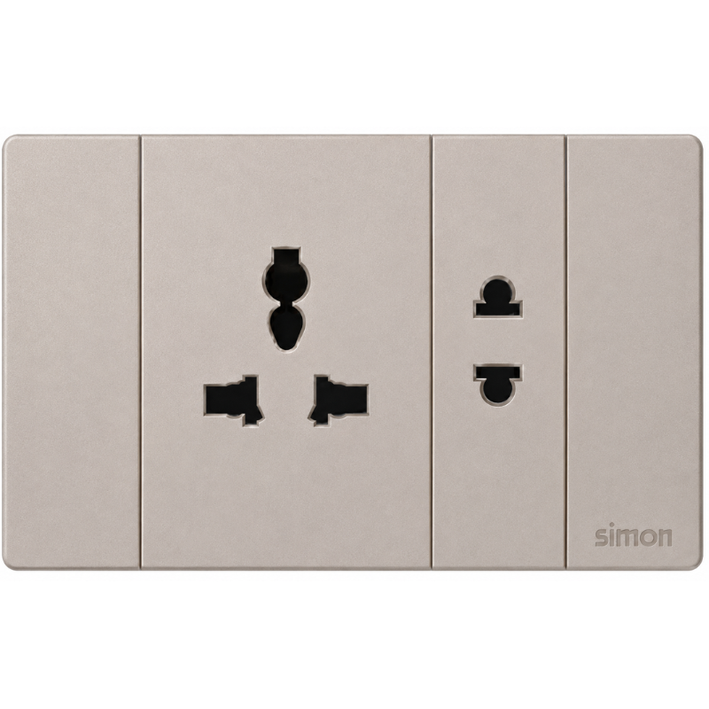 Simon K9 - Bộ ổ cắm đơn 3 chấu đa năng L + ổ cắm đơn 2 chấu (champagne) 594080-46
