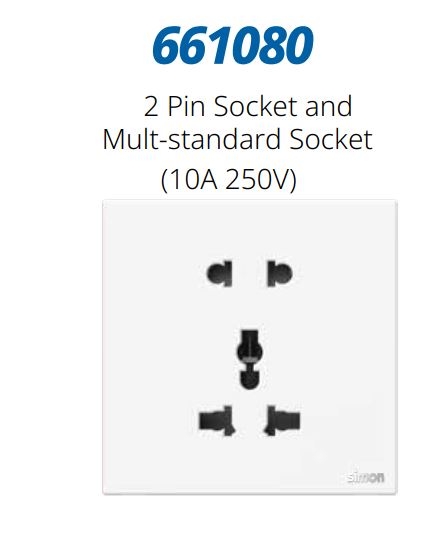 M7 AIR- Bộ ổ cắm 2 chấu + 3 chấu đa năng (10A 250V) Simon M7 661080