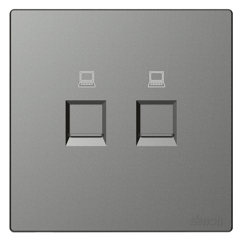 Bộ ổ cắm mạng đôi cat5 mặt vuông màu Xám (grey) Simon S6 585228-61