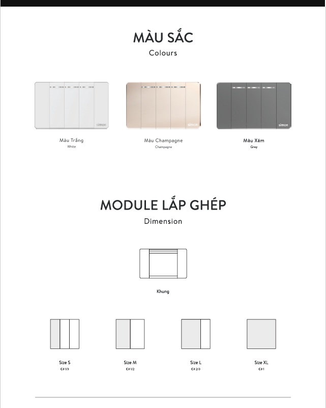 K9 - Bộ ổ cắm 3 chấu đa năng L + công tắc 1 chiều S (champagne) 594081-46