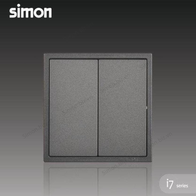 Module công tắc đôi 1 chiều màu Xám (Grey) Simon i7 701021-61