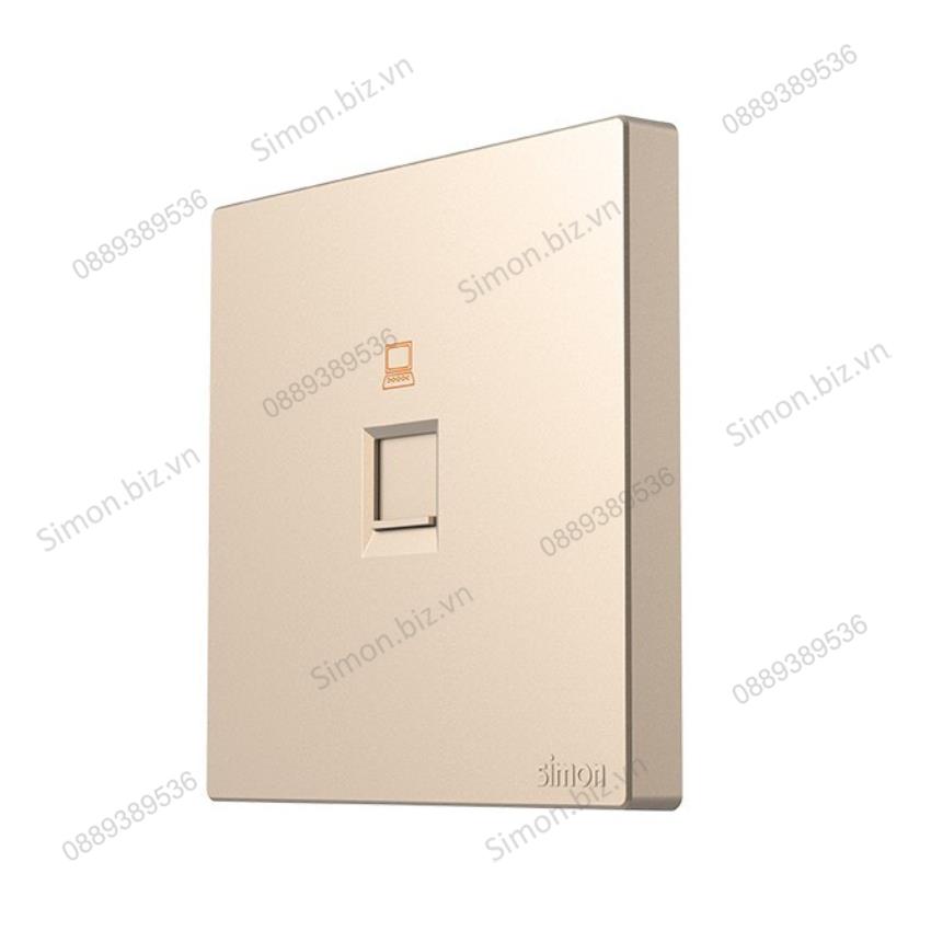 Bộ Ổ cắm mạng đơn cat6 màu Sâm Panh (champagne) mặt vuông cao cấp Simon S6 585218-46