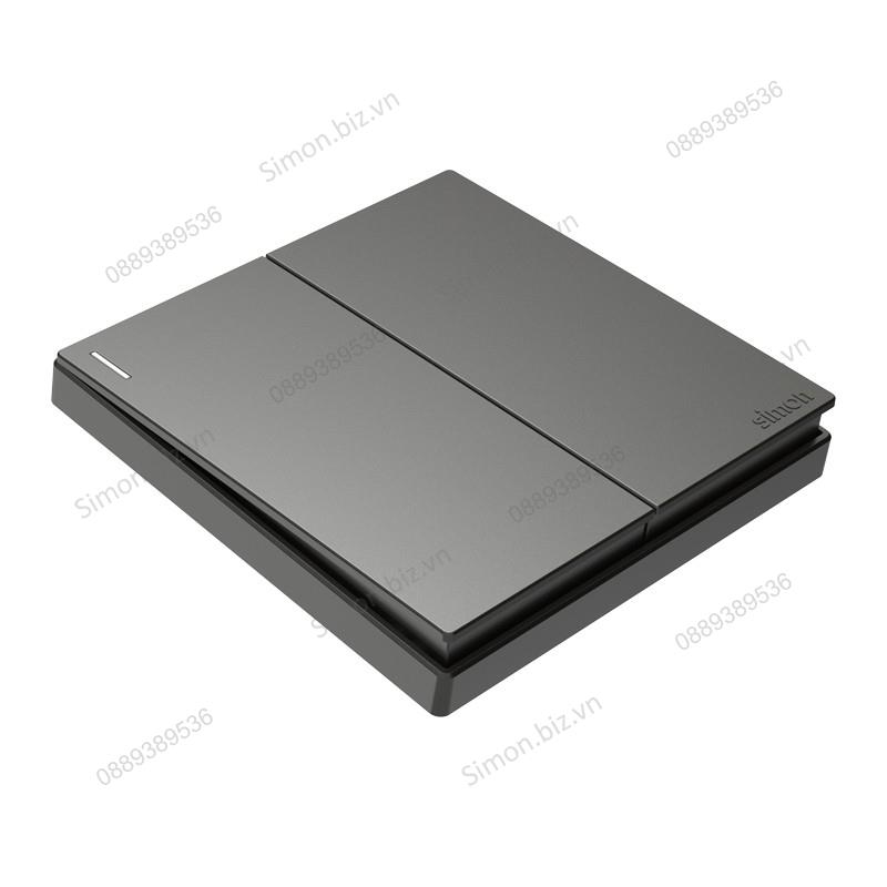 Bộ Công tắc đôi, 2 chiều mặt vuông màu Xám (Grey) cao cấp Simon S6 581022-61