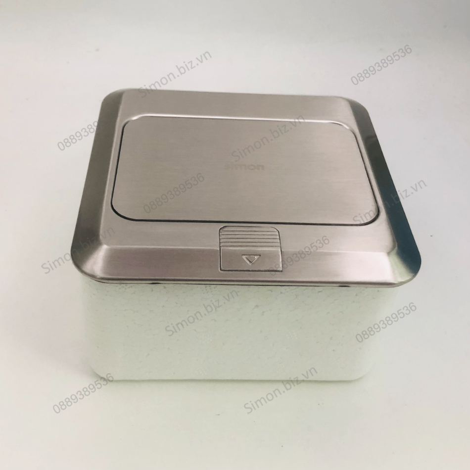 Ổ cắm âm sàn gồm 2 ổ cắm 3 chấu thường (vỏ bạc) Simon ZD021287