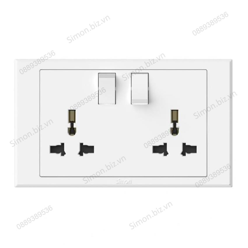 Bộ 2 ổ cắm đa tiêu chuẩn kèm công tắc ổ Simon E3 304589