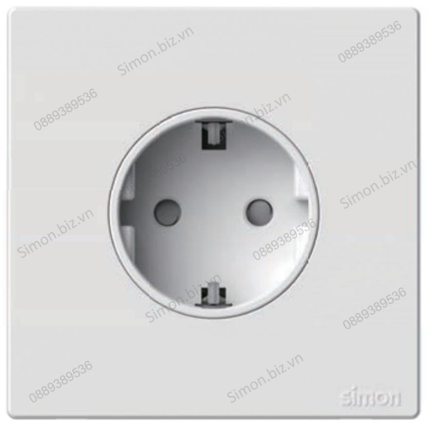 Bộ Ổ cắm Schuko đơn 16A màu trắng lắp đế âm chuẩn vuông cao cấp Simon S6 581687