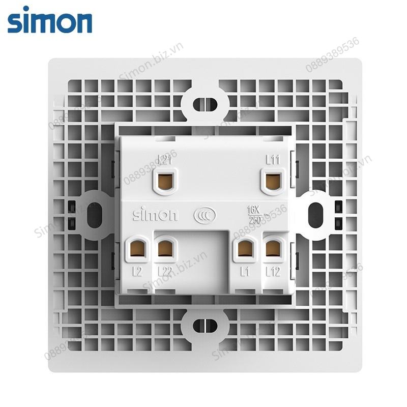 Bộ Công tắc đôi, 2 chiều mặt vuông màu Xám (Grey) cao cấp Simon S6 581022-61