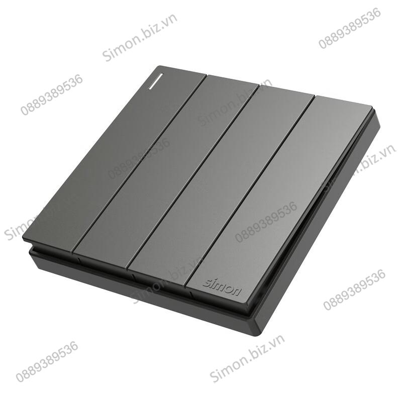 Bộ Công tắc bốn, 1 chiều mặt vuông màu xám (grey) cao cấp Simon S6 581041-61