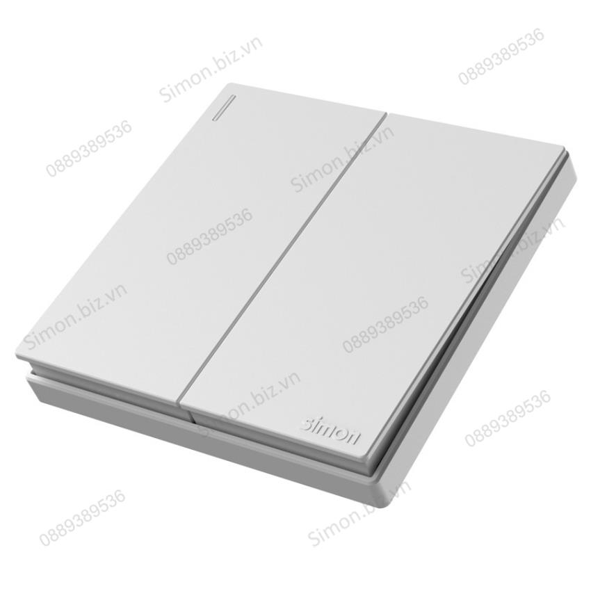 Bộ Công tắc đôi, 1 chiều mặt vuông màu trắng cao cấp Simon S6 581021