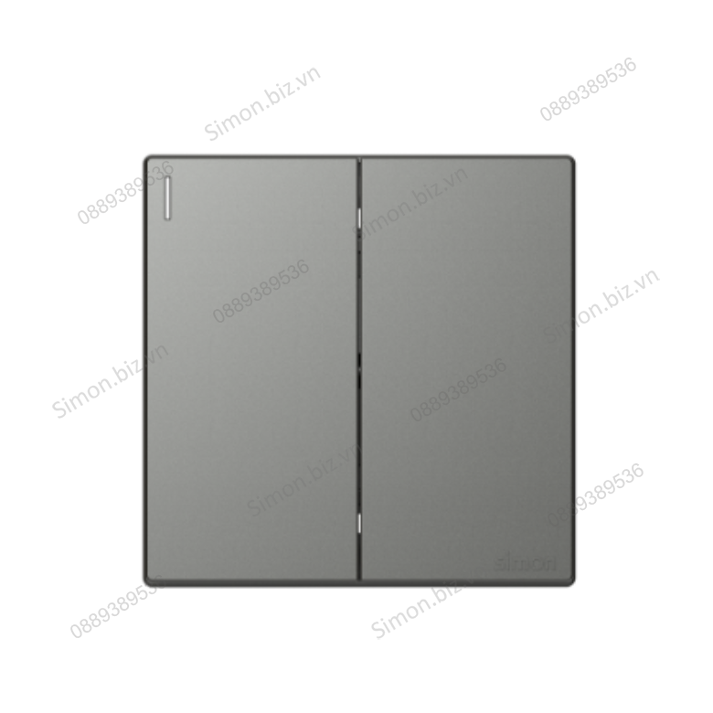 Bộ Công tắc đôi, 2 chiều mặt vuông màu Xám (Grey) cao cấp Simon S6 581022-61