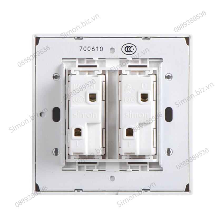 Module công tắc nhấn nhả thông minh, nút nhấn đôi màu trắng Simon i7 701021F