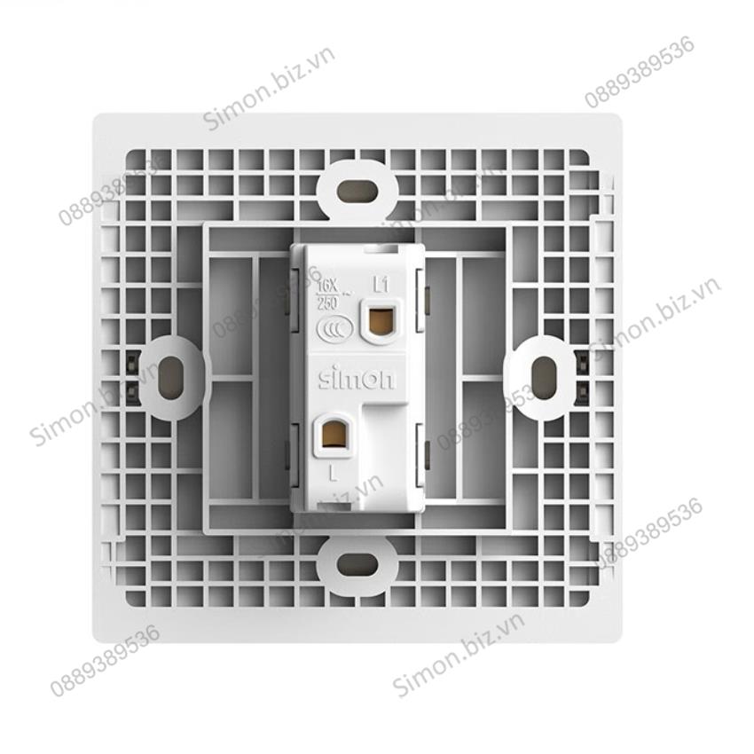 Bộ Công tắc đơn, 1 chiều mặt vuông màu trắng cao cấp Simon S6 581011