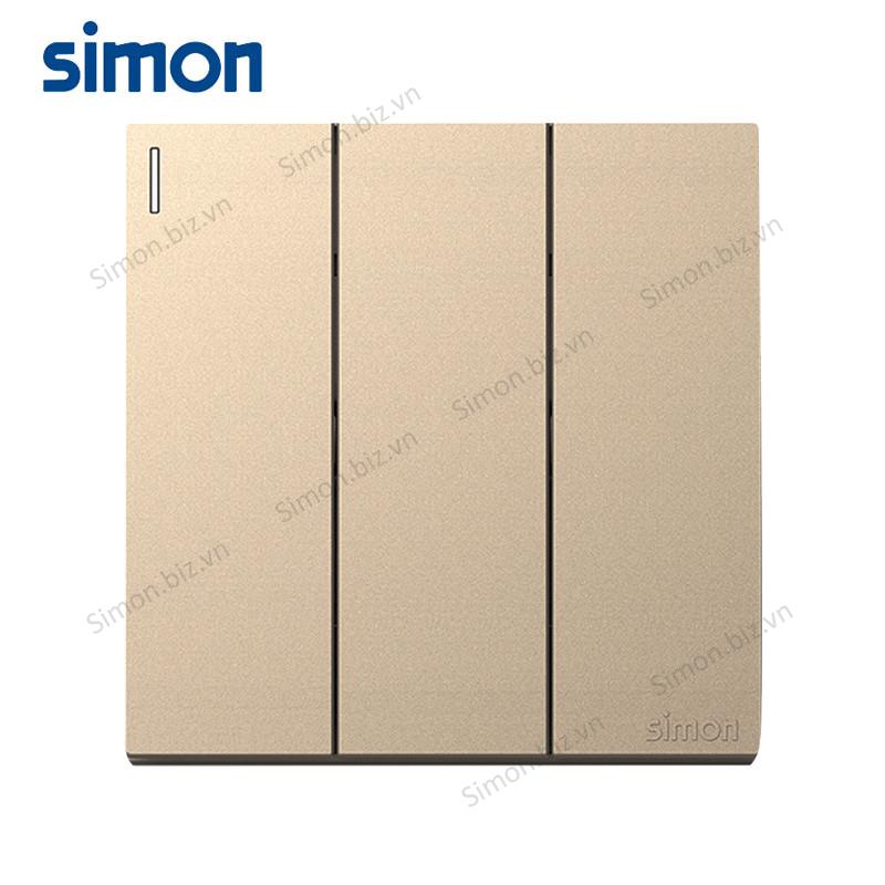 Bộ Công tắc ba, 1 chiều mặt vuông màu Sâm Panh (Champagne) cao cấp Simon S6 581031-46