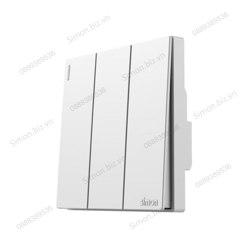 Bộ Công tắc ba, 2 chiều mặt vuông màu trắng cao cấp Simon S6 581032