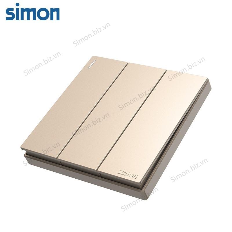 Bộ Công tắc ba, 1 chiều mặt vuông màu Sâm Panh (Champagne) cao cấp Simon S6 581031-46