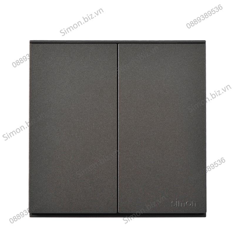 Bộ công tắc đôi, một chiều lắp đế âm chuẩn vuông mặt Xám (Grey) Simon E6 721021-61