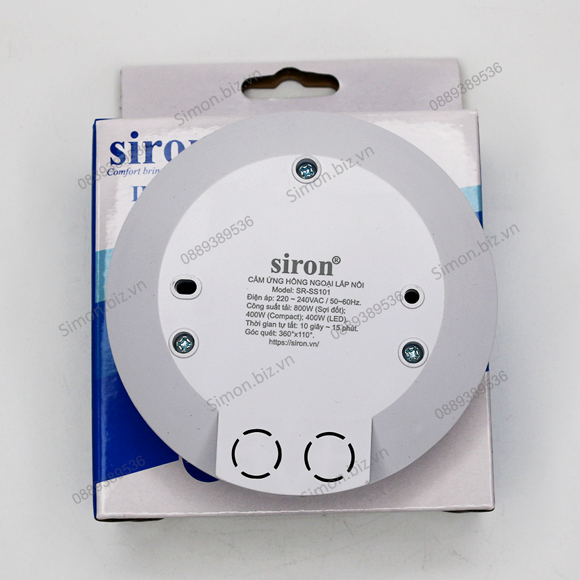 Công tắc cảm ứng hồng ngoại mỏng lắp nổi trần, cảm ứng chuyển động Siron SR - SS101
