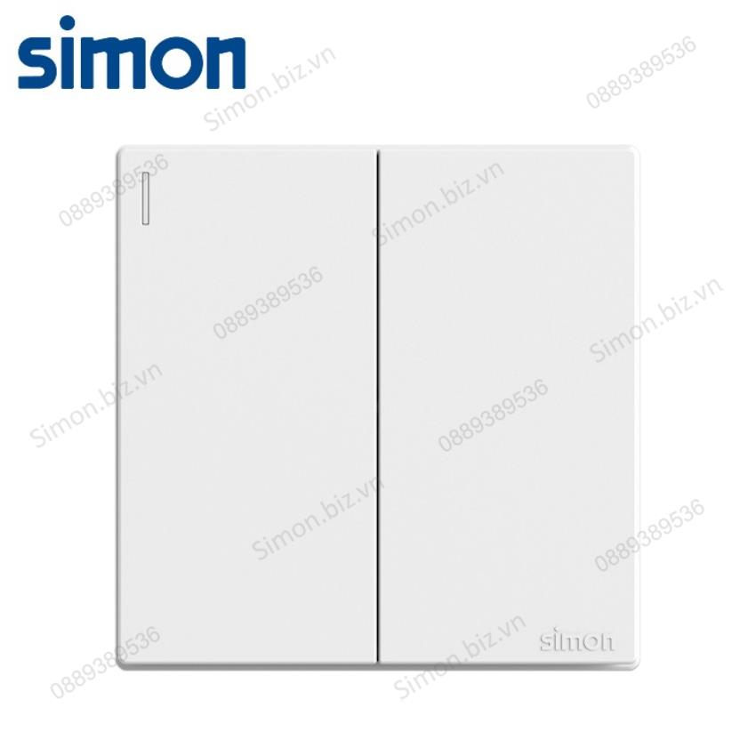 Bộ Công tắc đôi, 2 chiều mặt vuông màu trắng cao cấp Simon S6 581022