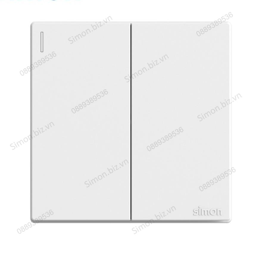 Bộ Công tắc đôi, 1 chiều mặt vuông màu trắng cao cấp Simon S6 581021