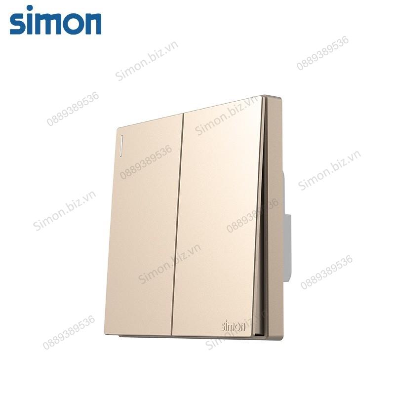 Bộ Công tắc đôi, 1 chiều mặt vuông màu sâm panh (champagne) cao cấp Simon S6 581021-46