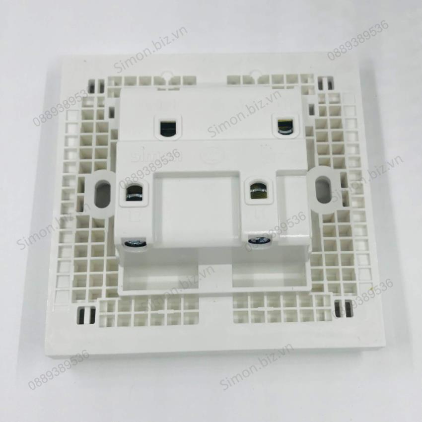 Bộ công tắc đôi, một chiều lắp đế âm chuẩn vuông màu trắng Simon E6 721021