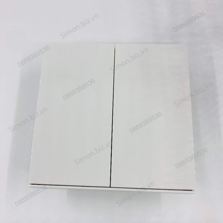 Bộ công tắc đôi, một chiều lắp đế âm chuẩn vuông màu trắng Simon E6 721021