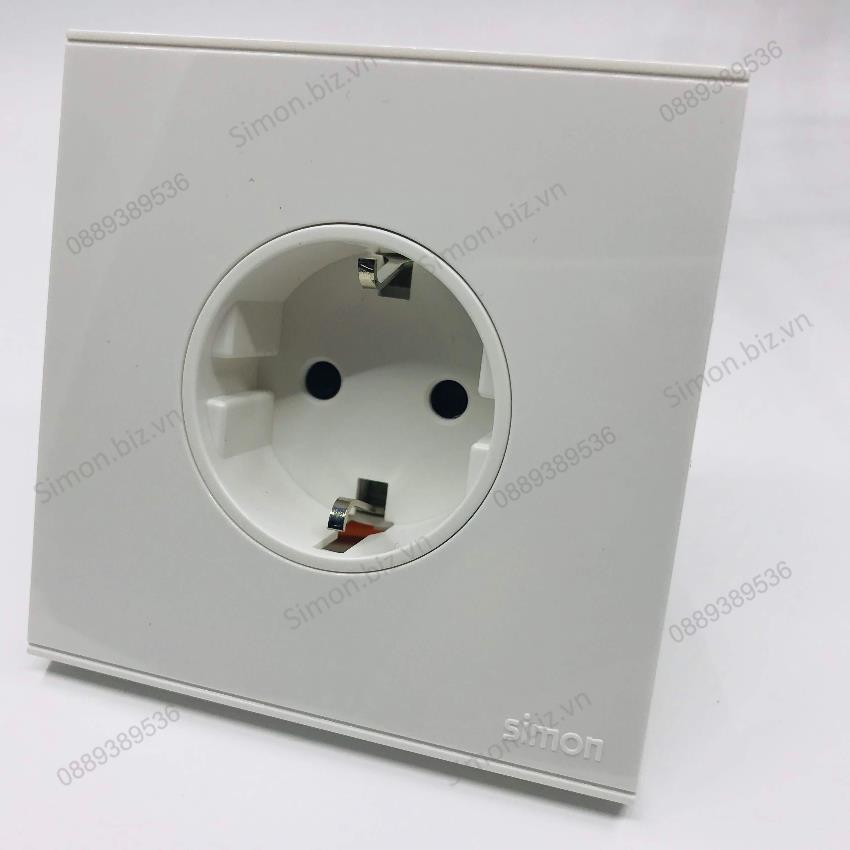 Bộ Ổ cắm đơn Schuko 16A có chân tiếp địa chuẩn vuông màu trắng Simon E6 721687