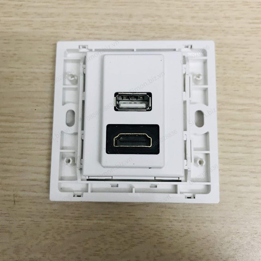 Module ổ cắm sạc USB và ổ HDMI vuông màu trắng Simon i7 700494