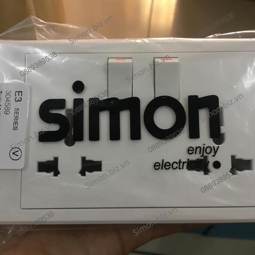 Bộ 2 ổ cắm đa tiêu chuẩn kèm công tắc ổ Simon E3 304589
