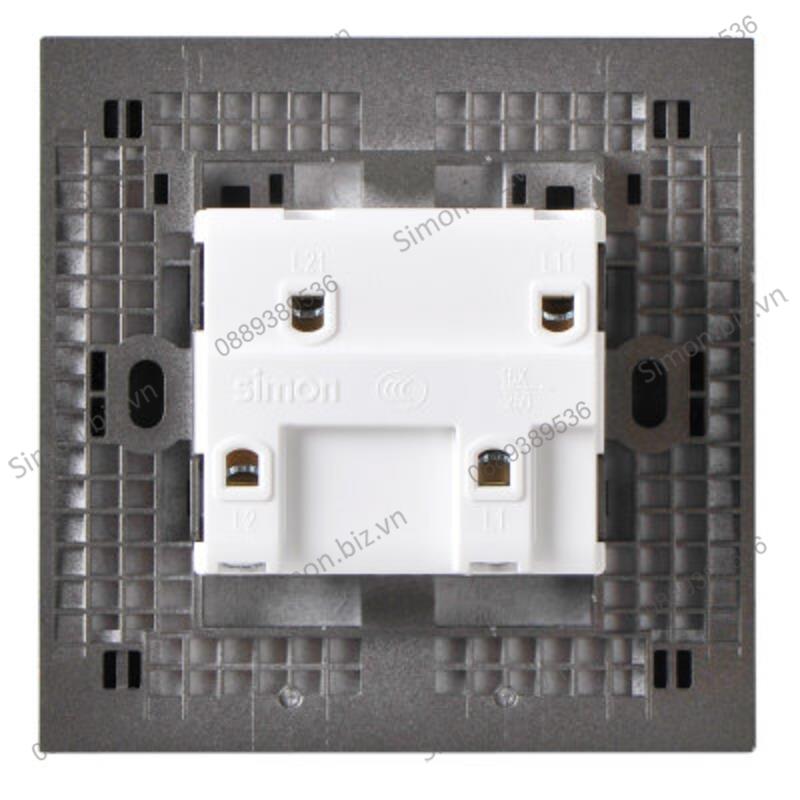 Bộ công tắc đôi, một chiều lắp đế âm chuẩn vuông mặt Xám (Grey) Simon E6 721021-61