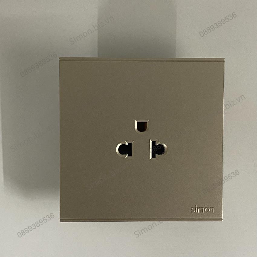 Bộ Ổ cắm đơn chuẩn Âu-Mỹ 16A chuẩn vuông màu Sâm Panh (Champagne) Simon E6 721087-46