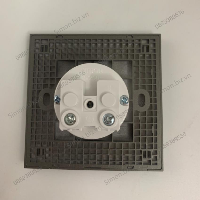 Bộ Ổ cắm đơn Schuko 16A có chân tiếp địa chuẩn vuông màu Xám (Grey) Simon E6 721687-61