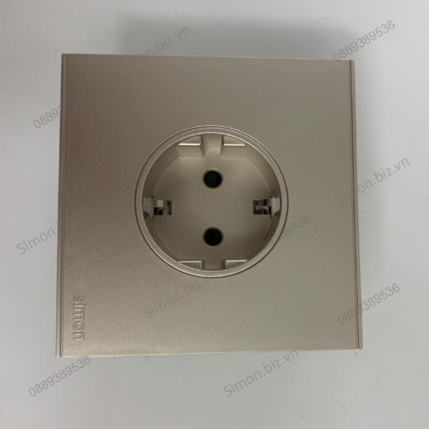 Bộ Ổ cắm đơn Schuko 16A có chân tiếp địa chuẩn vuông màu Sâm Panh (Champagne) Simon E6 721687-46
