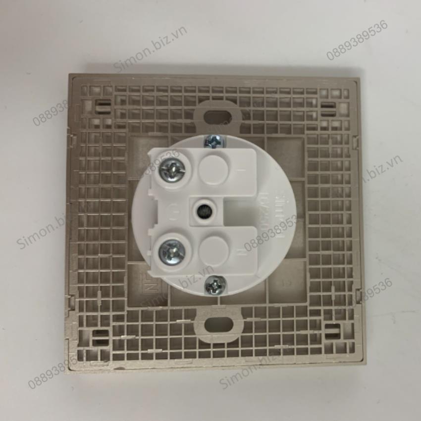 Bộ Ổ cắm đơn Schuko 16A có chân tiếp địa chuẩn vuông màu Sâm Panh (Champagne) Simon E6 721687-46