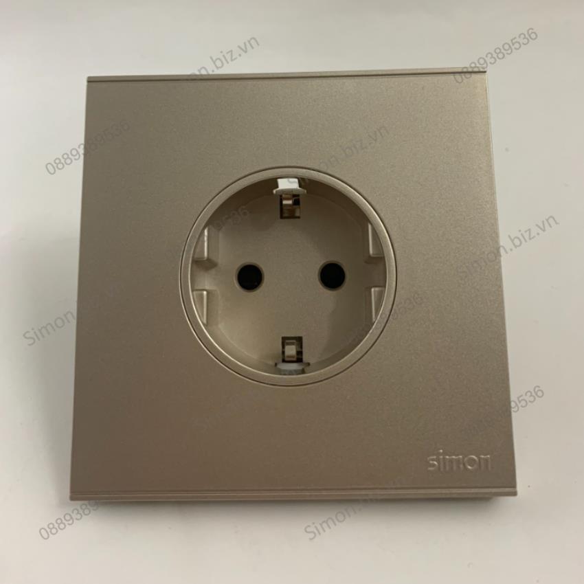 Bộ Ổ cắm đơn Schuko 16A có chân tiếp địa chuẩn vuông màu Sâm Panh (Champagne) Simon E6 721687-46
