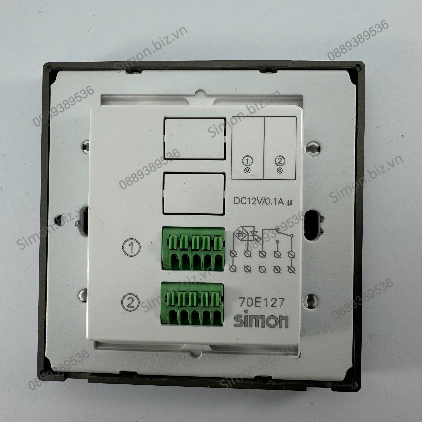 Module Nút nhấn đôi có đèn LED màu Xám hệ thống nhà thông minh RCU Simon i7 70E127-61