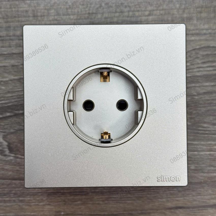 Bộ Ổ cắm Schuko đơn 16A màu Sâm panh (champagne) lắp đế âm chuẩn vuông cao cấp Simon S6 581687-46