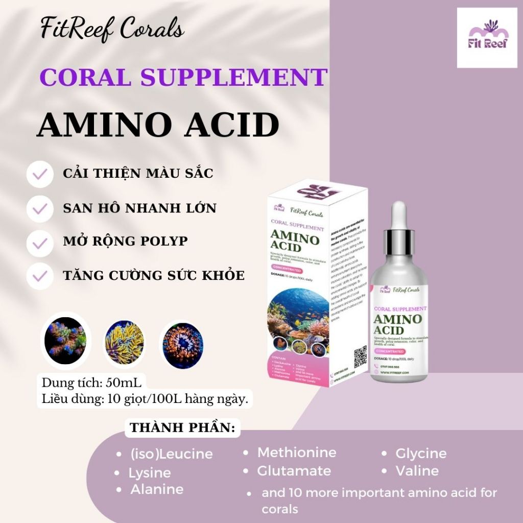 FitReef Amino Acid bổ sung acid amin cho san hô - tăng màu, tăng cường sức khỏe và độ mở polyp