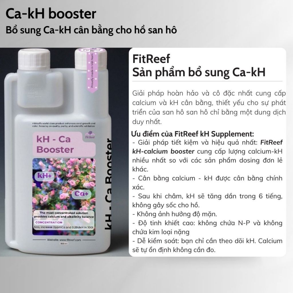 FitReef kH-Ca booster Giải pháp hoàn hảo và cô đặc nhất cung cấp đa lượng Calcium - canxi và kH cân bằng