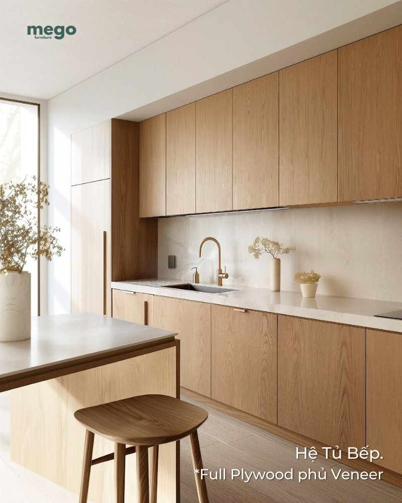 Tủ bếp gỗ công nghiệp
