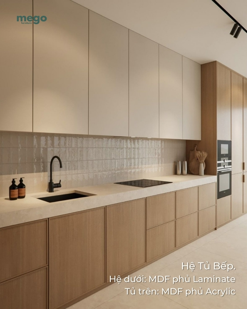 Tủ bếp gỗ công nghiệp